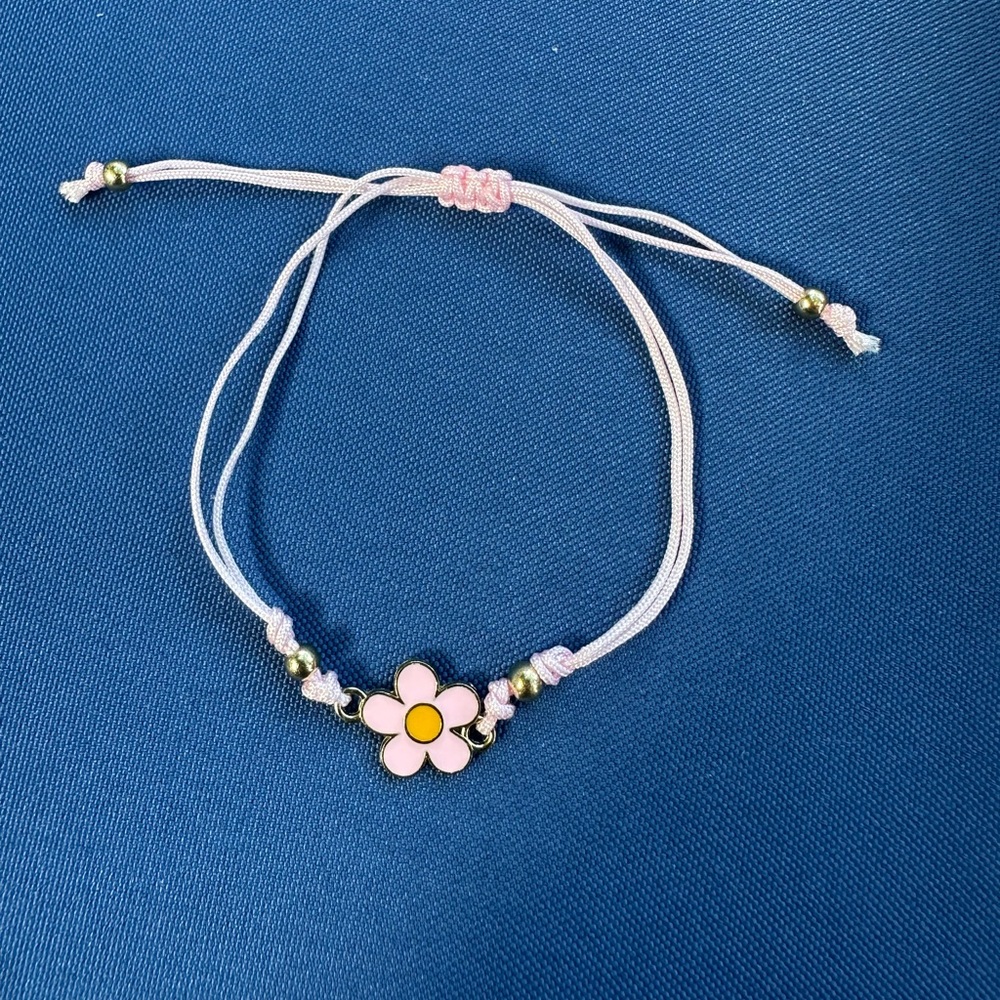 Pink Flower Charm Bracelet handmade